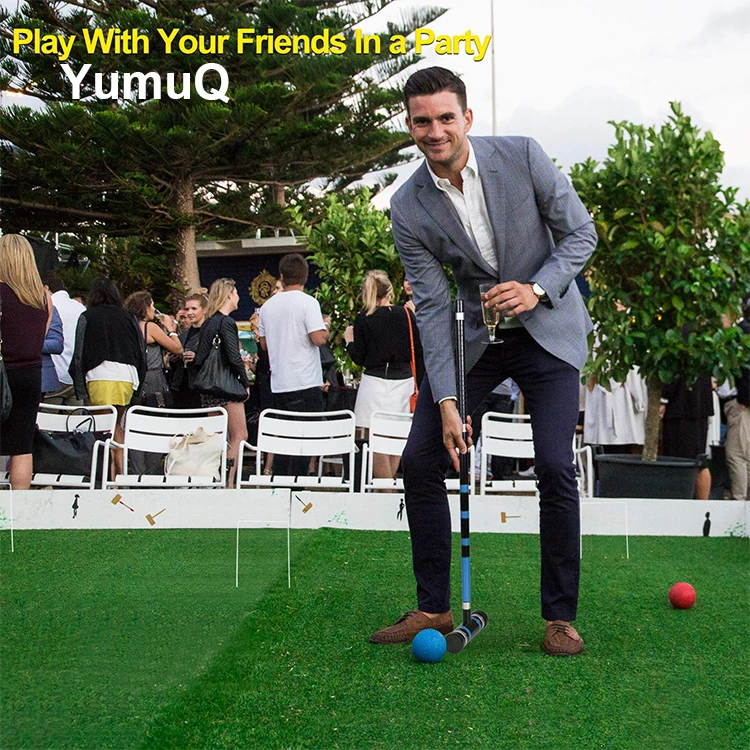 YumuQ Animal Best-Quality Wooden Kids Golf Garden Croquet Wickets Game Toy Set With Mallets For Kids