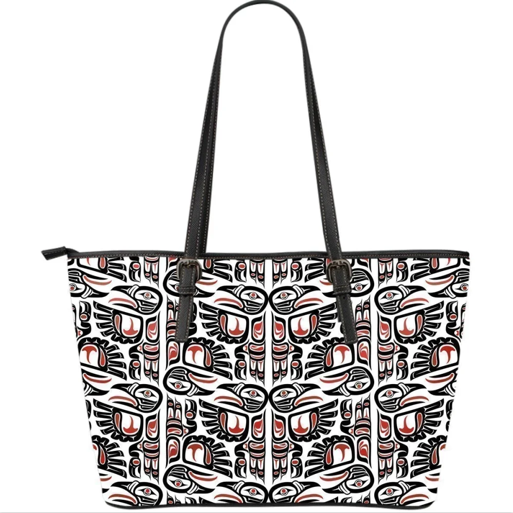 Aztec Tribal Native American Indians Navajo Print Large Leather Tote Bag Handbag Top Handles for Travel Women Shoulder Bags