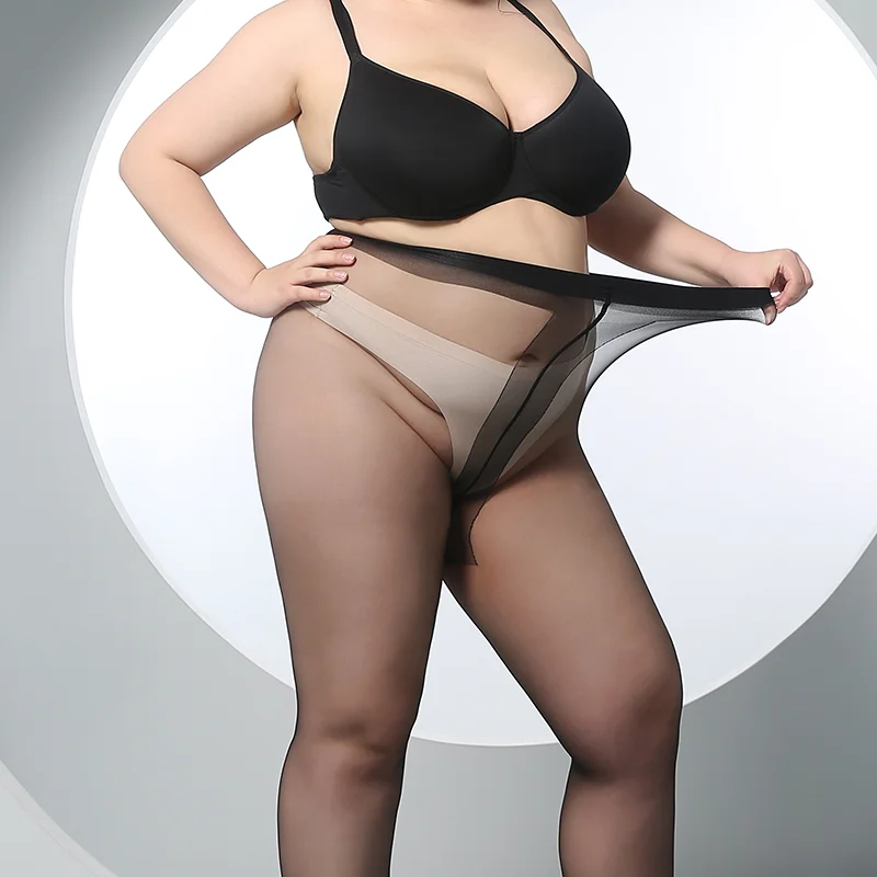 8D Ultrathin Transparent Pantyhose Plus Size T Crotch Tights Pantyhose