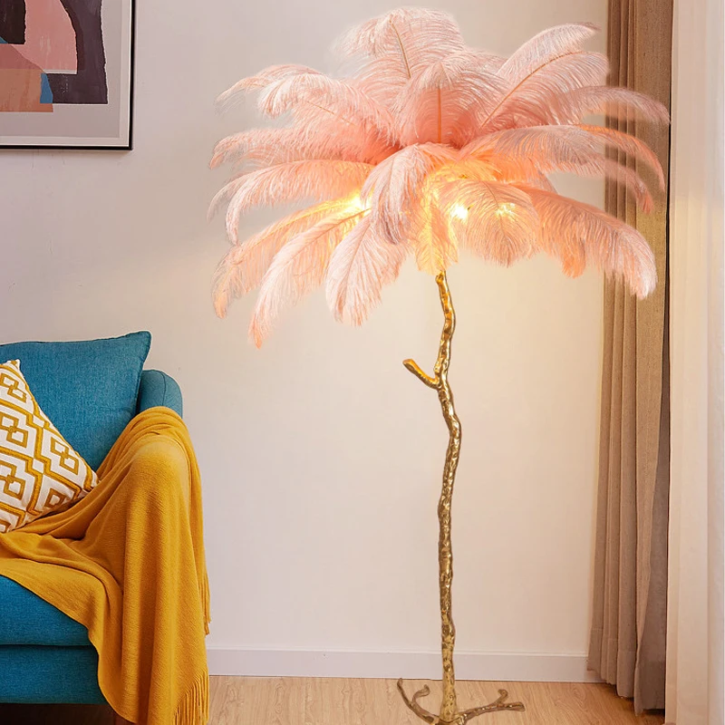 New Luxury Gold Metal Tree living room artistic reading home decor lighting LED real night floor light lamp