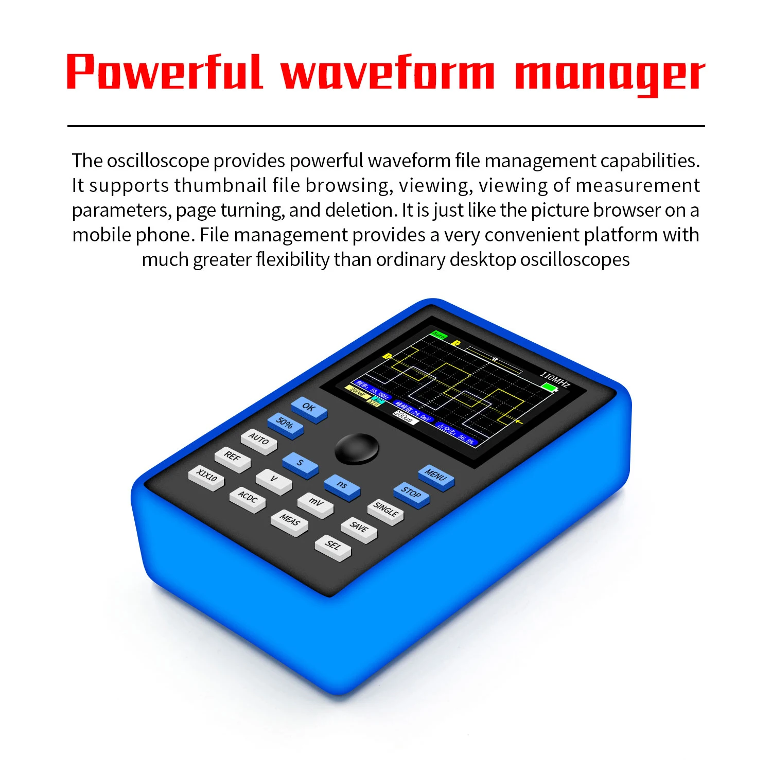 DSO1C15 Professional Digital Oscilloscope 500MS/s Sampling Rate 110MHz Analog Bandwidth Support Waveform Storage