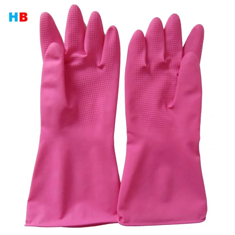 55g latex kitchen glove guangzhou dish washing supplier rubber blue red glove heat resistant waterproof yellow safety work glove