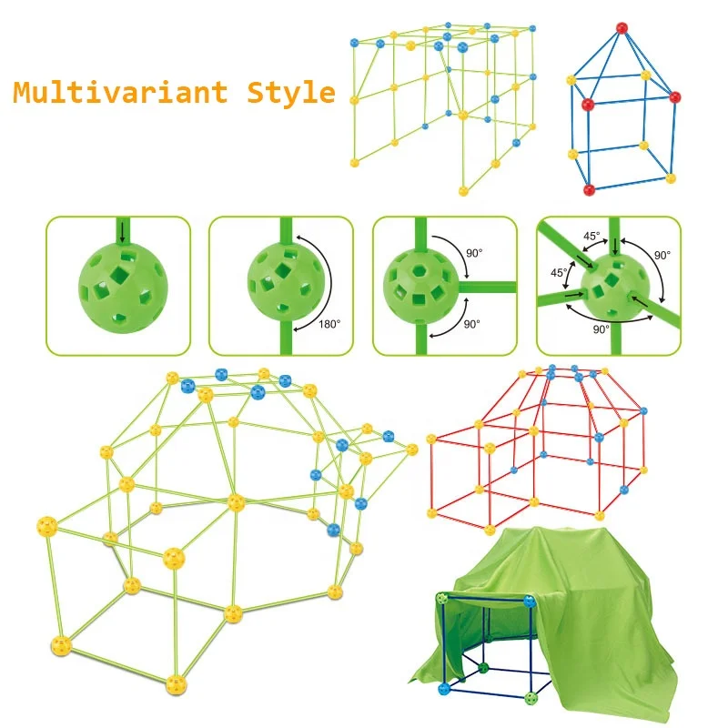 Kids Construction Fort DIY Building Castles Tunnels Tents Kit Assemble 3D Play House Toys for