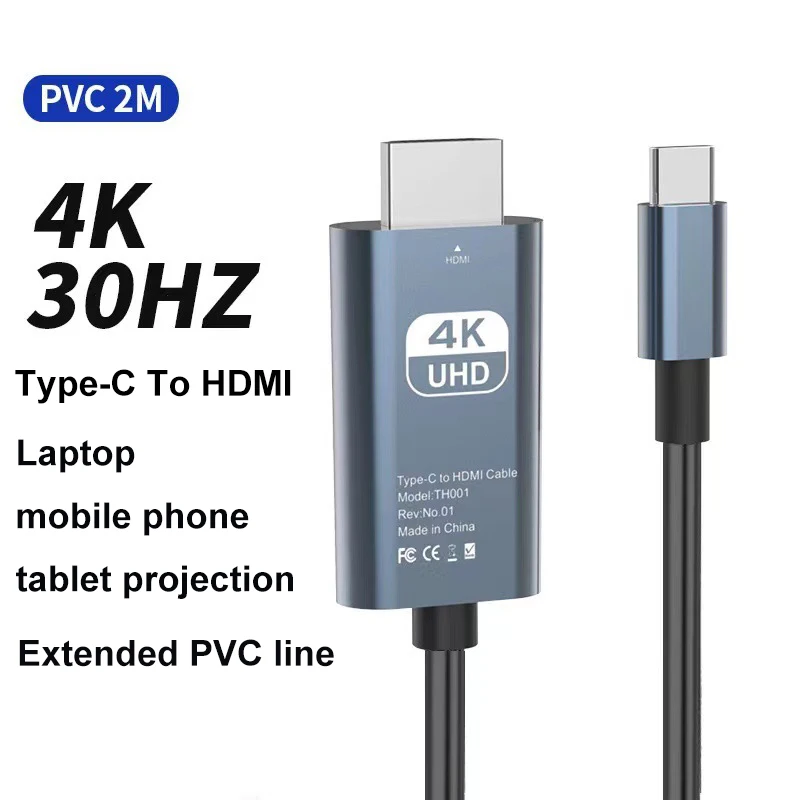 4K 60Hz USB C-to-HDTV video and audio braided cable is suitable for MacBook pro, iPad, and TYPE-C interface phones