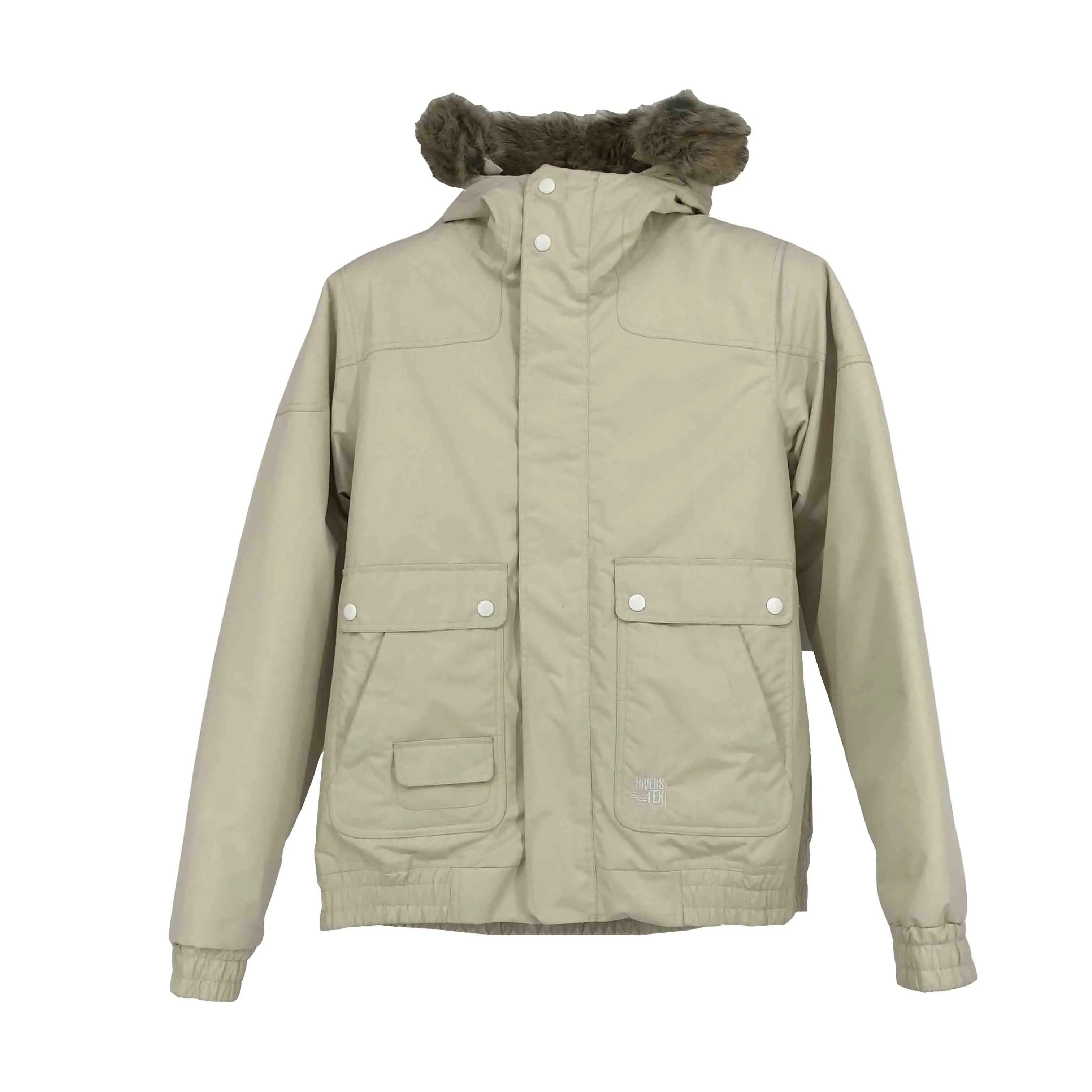 OEM полиэфирная молочно-белого цвета пуховая набивка модная женская зимняя куртка для мальчика с меховым капюшоном