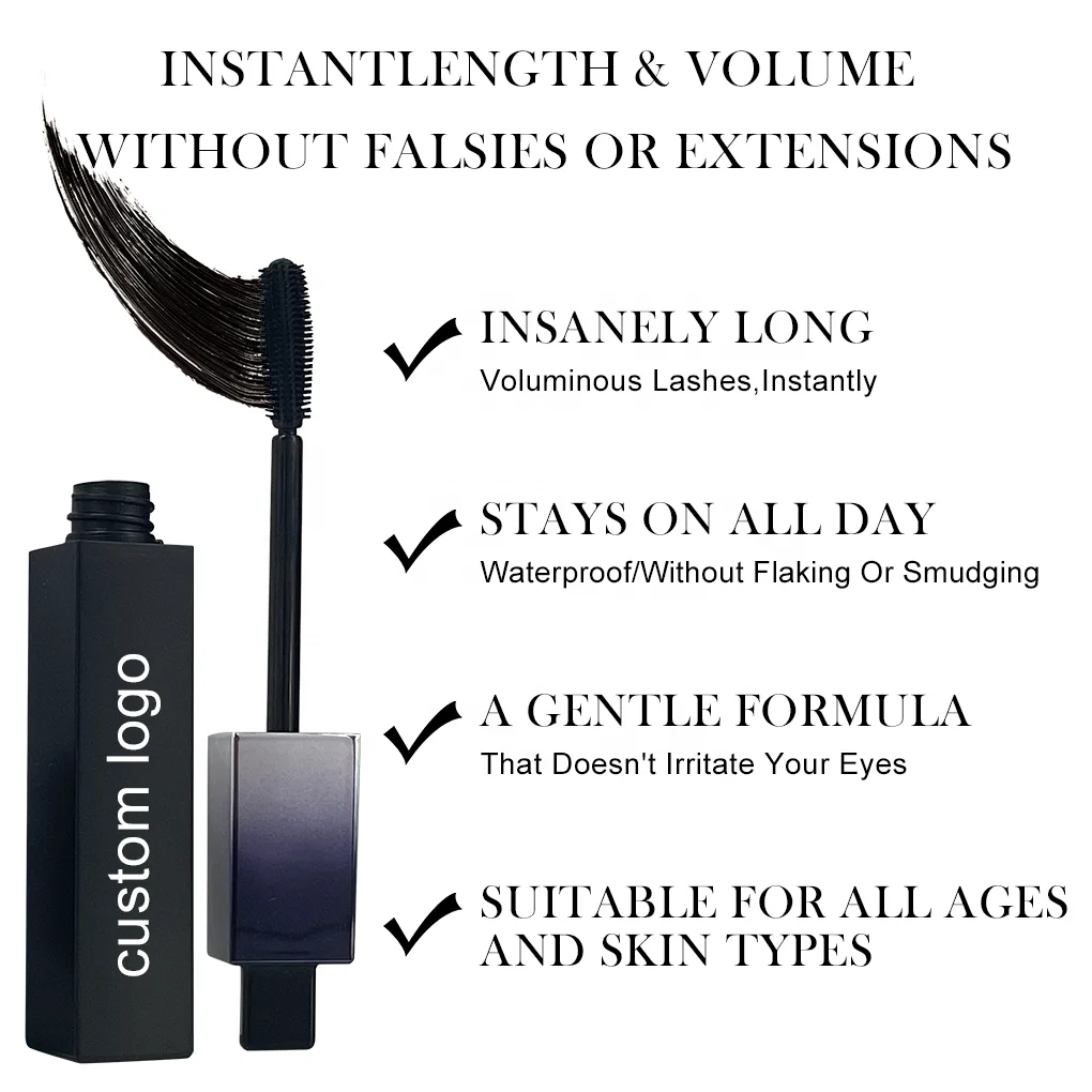 COEOVO Custom Logo Silicone Thick Slender Brush Long Lasting 3D 4D Waterproof Private Label Mascara