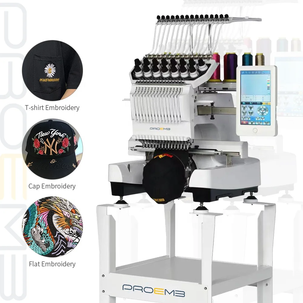 PROEMB high quality  hat Tshirt single head logo embroidery machine