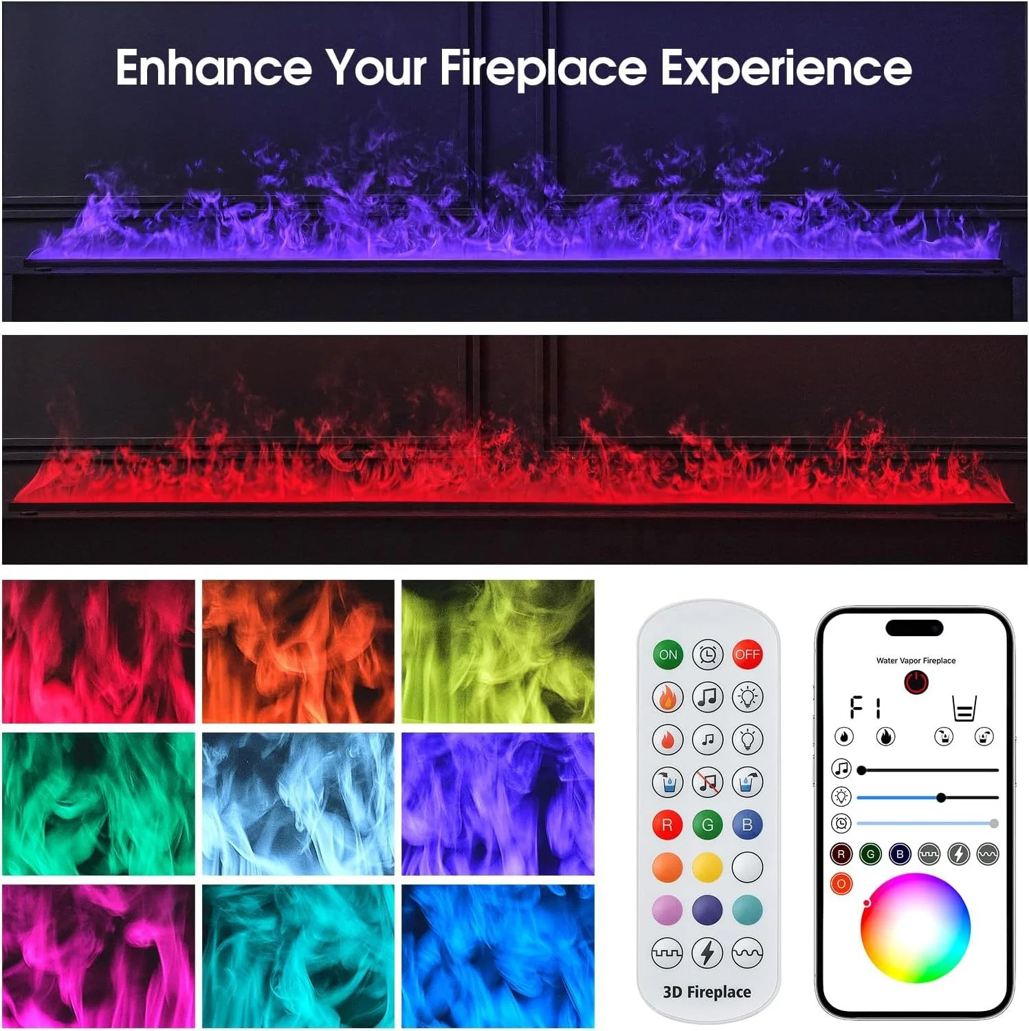 Manufacturer Supply Custom Size 3d Atomization Electric Water vapor Fire Steam Fireplace Smart Fireplace