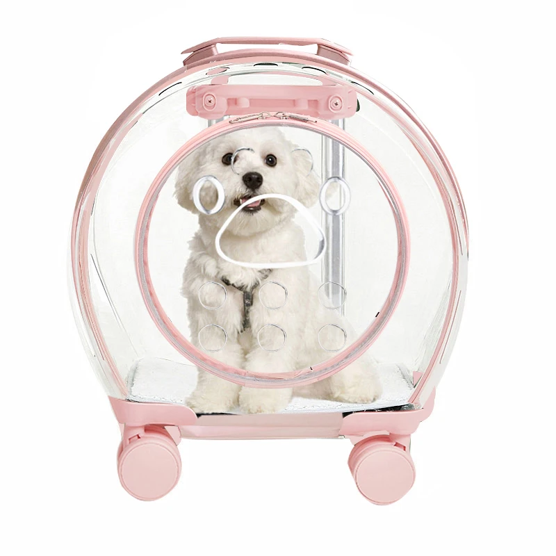 2024 pet trolly backpack mesh fabric backpack for pet  travel