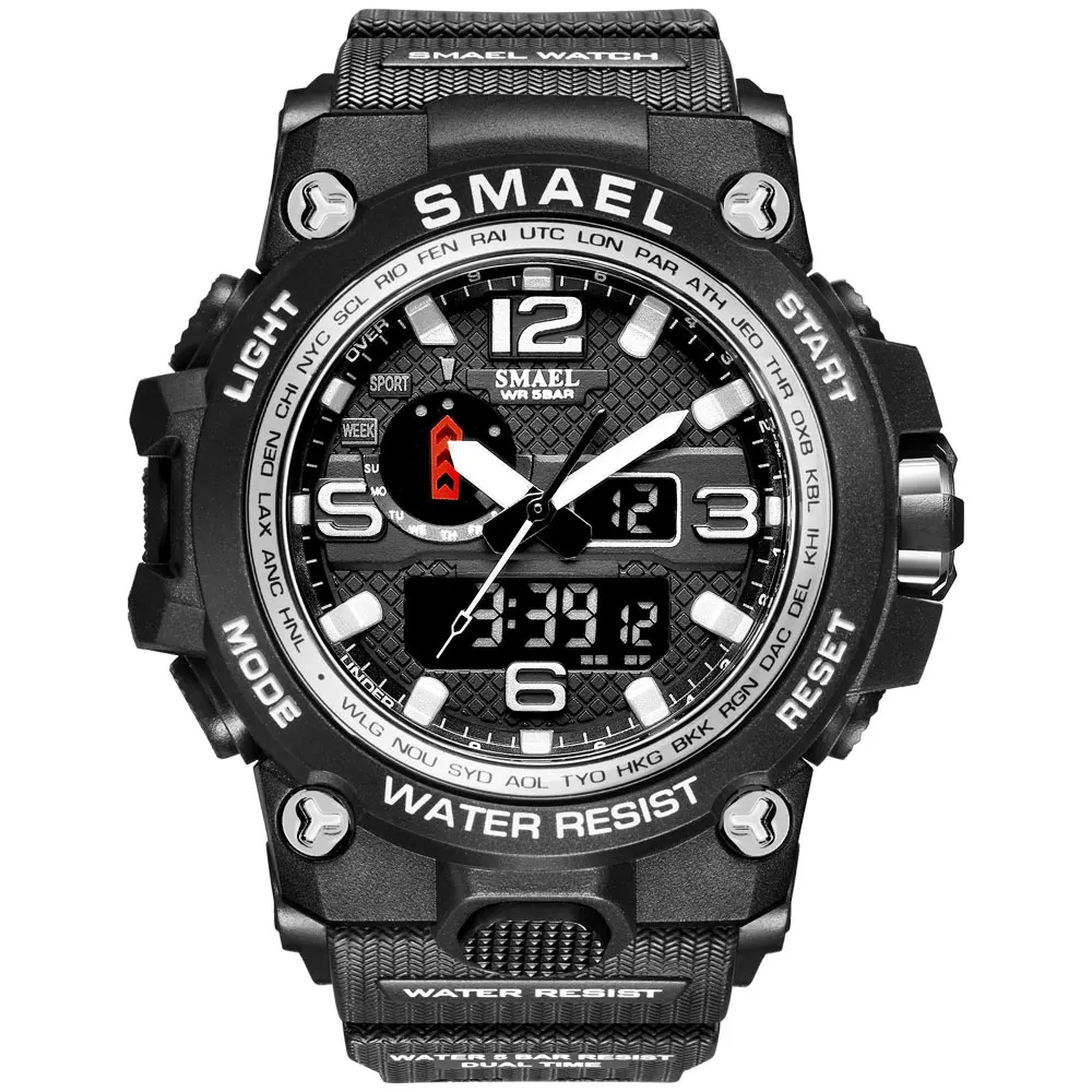 SMAEL 1545D Sport Style 5ATM Waterproof Luminous Digital Wristwatch Display Led Electronic Digital Men Watches