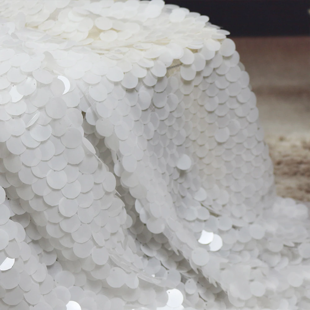 Custom Made Fantasy Color Embroidered Evening Dresses Bridal Elastic Tulle Large 18mm Colorful Purple Sequin Fabric