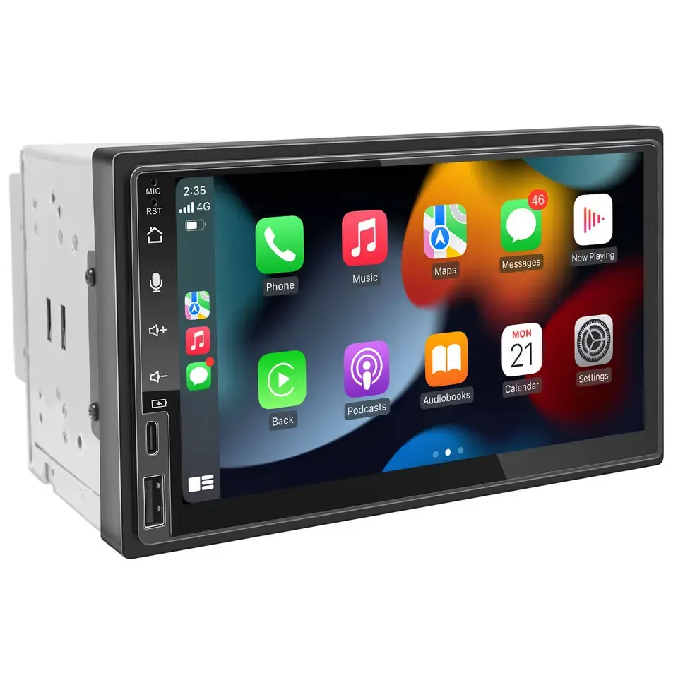 1 Din 7 inch Android Auto & Wireless CarPlay Auto Radio Touch Display Car Player Bluetooth WiFi GPS FM SWC USB 2G+32G