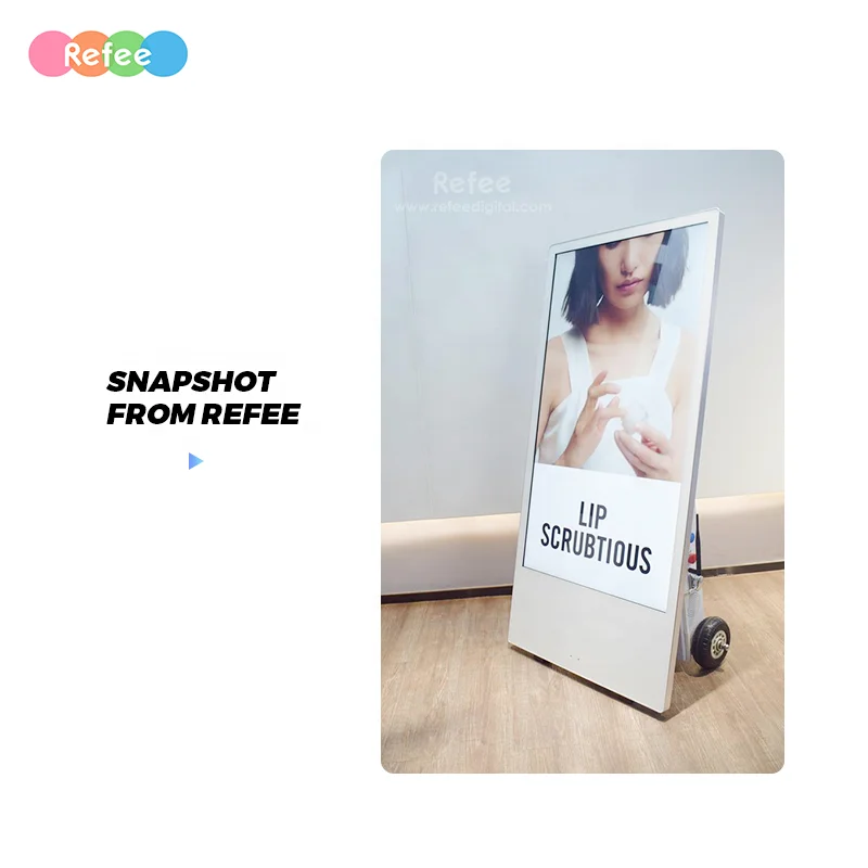 IP65 floor standing outdoor waterproof battery powered high brightness moveable advertising equipment media player video screen