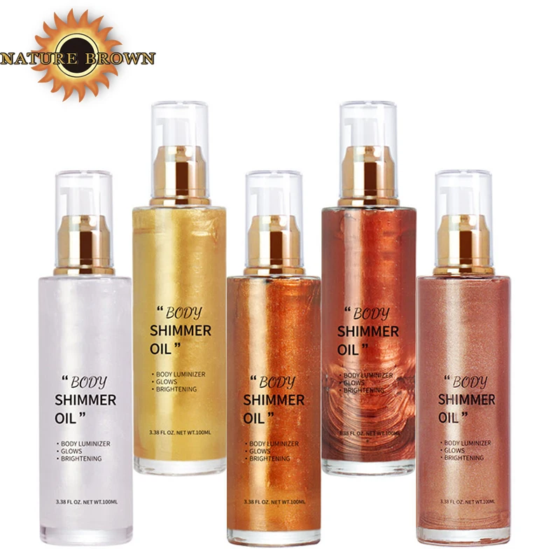 Waterproof Face and body Liquid highlight Long Lasting Highlight Bronze Gold Shine Glitter Body Glitter Oil