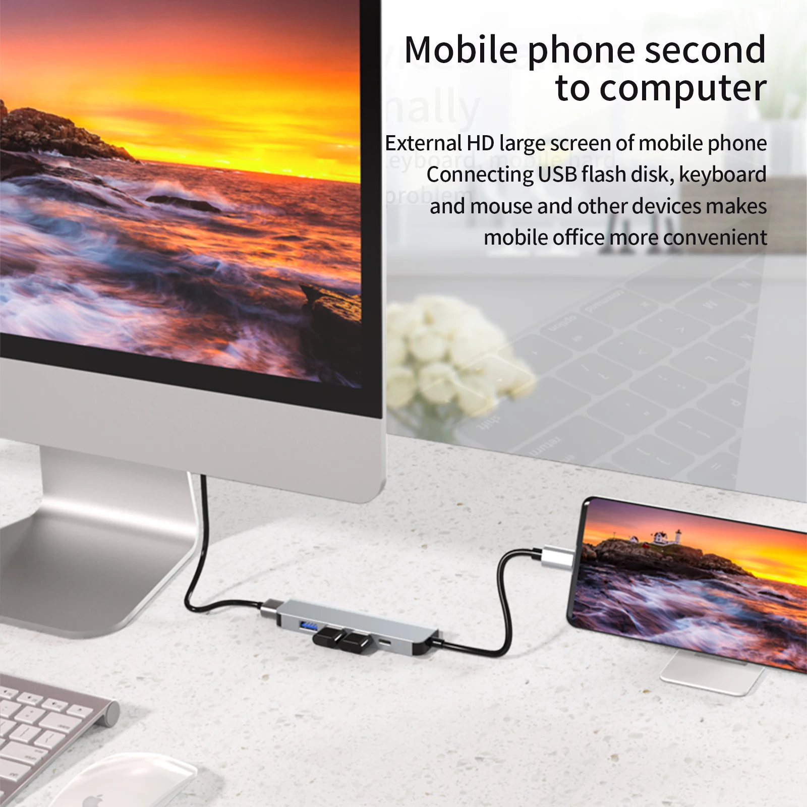 Концентратор usb тип c концентратор кабель с разъемами типа C и HD-MI 4K PD 87 Вт USB3.0 USB2.0 * 2 Портативный Hub 3