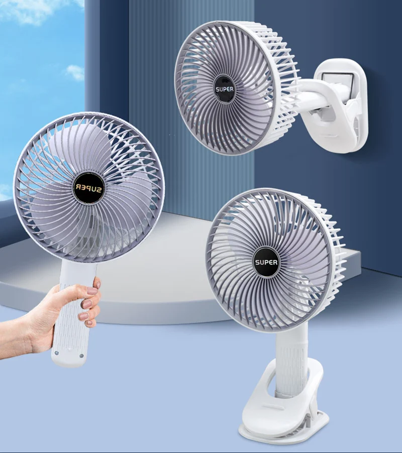 A2 Portable Handheld Fan 3 gear Adjustable Mini Electric Fan With Clip USB Rechargeable For School Silent Desk Clip Fan