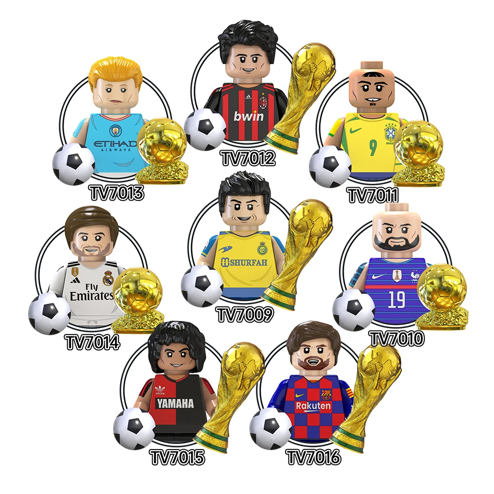World Star Football Soccer Player Kaka Messi Benzema Ronaldo Building Block Figure Collection Plastic Toy for Kids TV6502