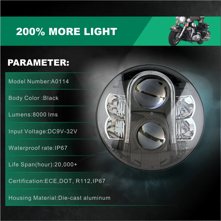 Tuff Plus round DOT led 8000lm car led light car led projector headlight high power 7inch led headlights for trucks offroad