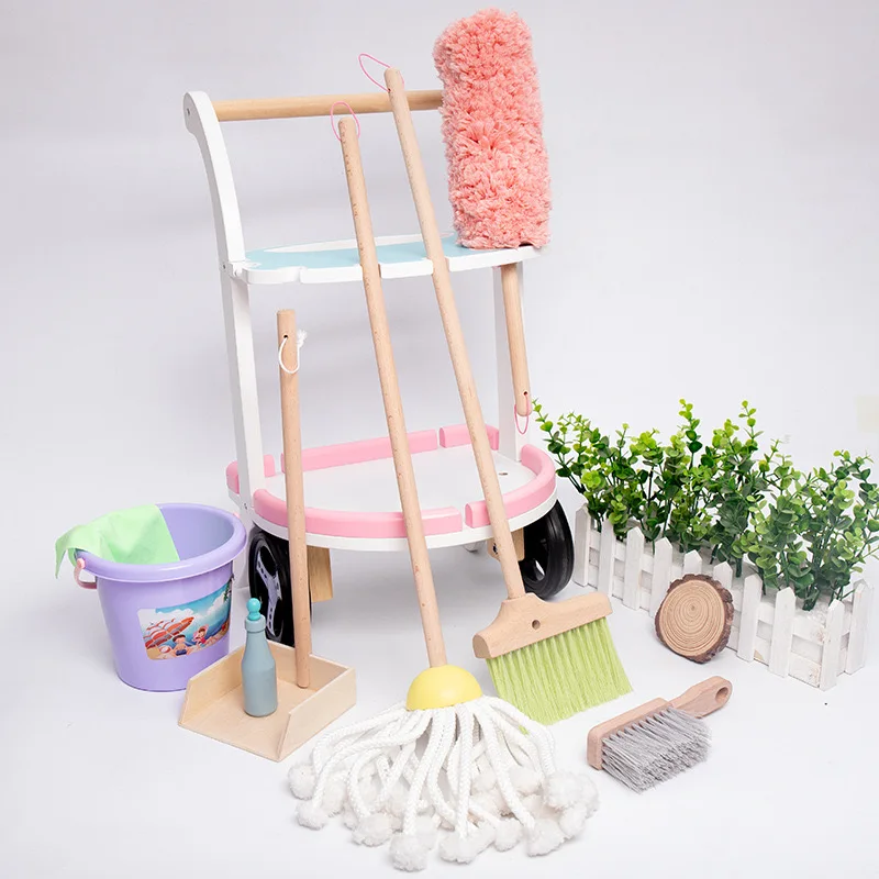 Montessori Household Pretend Cleaning Tool Toy Set Plastic Brooms and Mops for Kids Educational Kids Housekeeping Toys