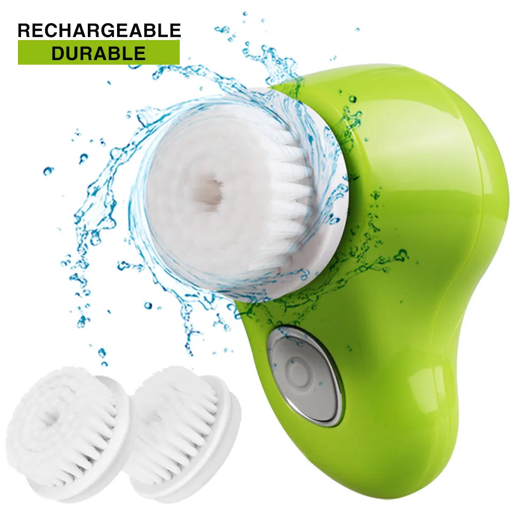 5 In 1 Face Exfoliating Electric Facial Cleaner Silicone Scrub Pore Cleaner Spin Sonic Facial Cleansing Brush