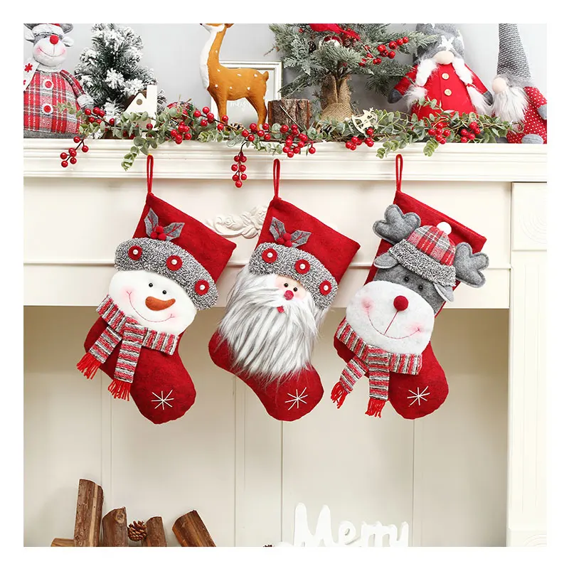 Wholesale New Design Christmas Stocking with Snowman Lovely and Beautiful for home decoration