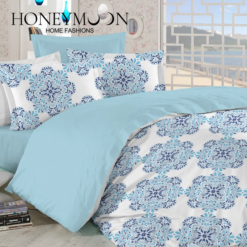HONEYMOON hot sell 3D fashion printed bed set bedding 3pcs Modern Soft cotton comforter sets for all season