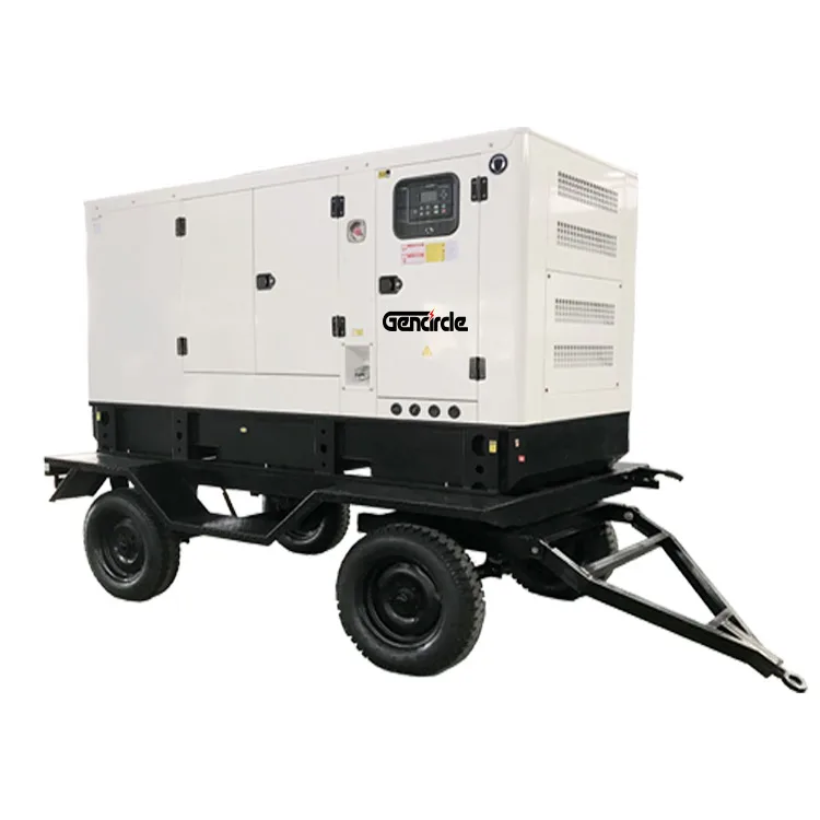 Portable silent diesel generator 20kw 30kw 50kw trailer type with two wheels for home/factory use/