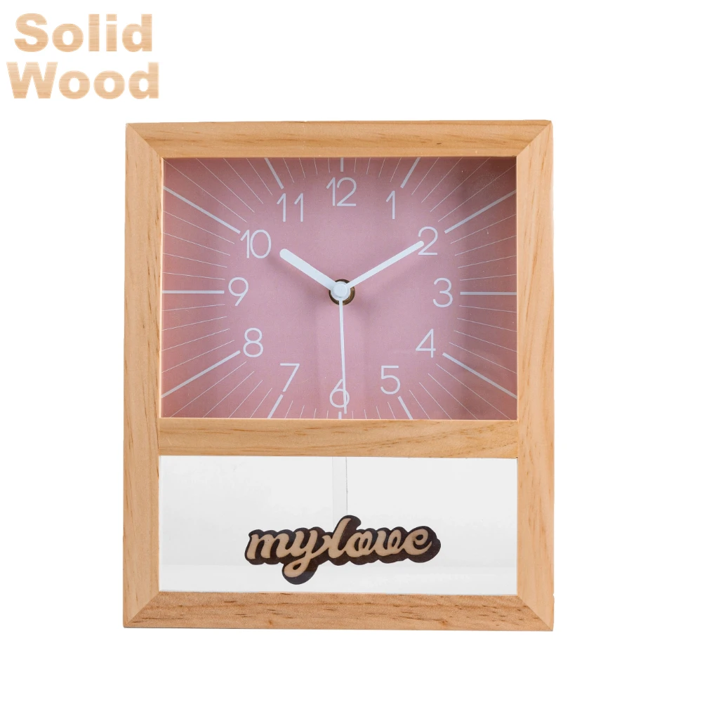 Mantel clock table desk standing wooden clock with pendulum
