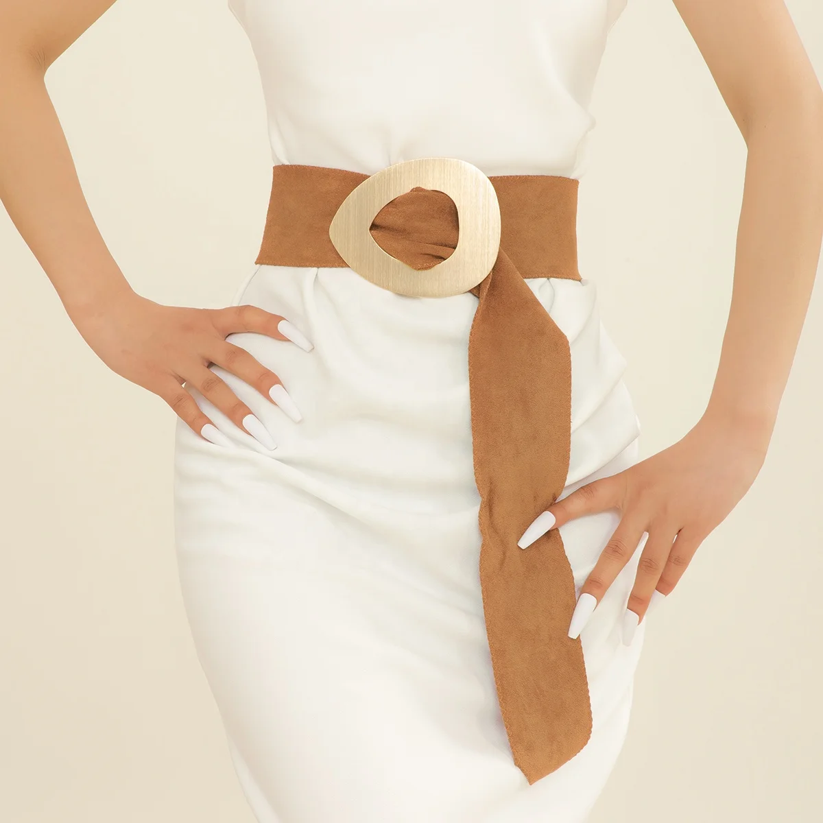 2023 Custom Suede Fabric Belt Fashion Women Obi Style Wide Waist Band Belt