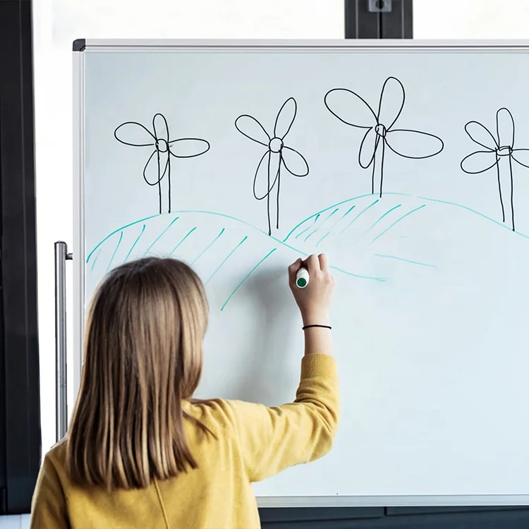 Factory price office mobile magnetic whiteboard easel double sided reversible whiteboard with stand