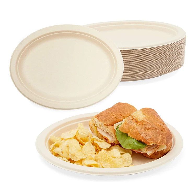 Биоразлагаемая целлюлоза багасса, пищевая плита, разделитель didos1, одноразовая тарелка сахарного тростника с 2 и 3 отделениями