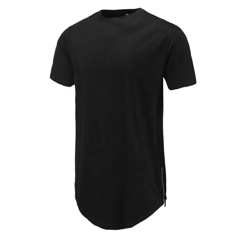 
2021 France French Custom Cotton Tee Shirt Custom Long Line Hip Hop Curved Hem Extended T Shirt 