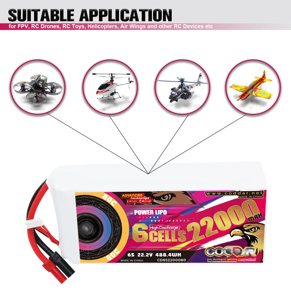 CODDAR 6S 22000MAH 22.2V 80C XT150 Connector RC LiPo Battery Large Scale FPV Drone Agriculture Quadcopter UAV Aircraft Airplane