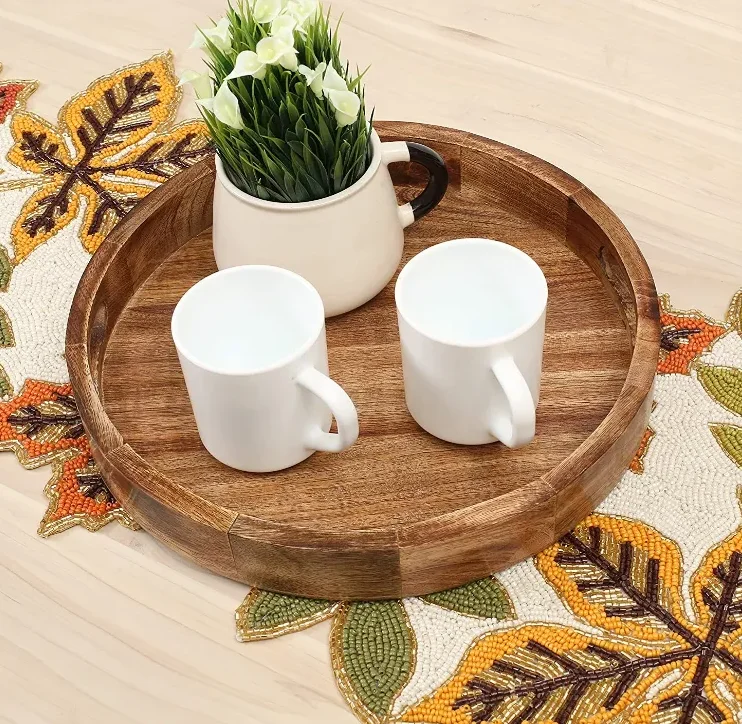 Деревянный Многофункциональный Круглый сервировочный поднос ручной работы на заказ