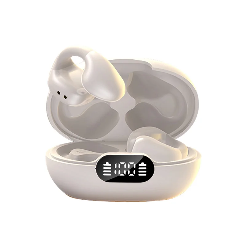 S12 Bluetooth Wireless Open Ear Headphones Clip on Earphones Earhook Headset with Charging Case Durable for Cycling Driving