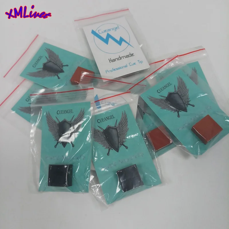 CUEANGEL latest square shape Pool Billiards Punch and Jump cue tips coffee/black color High quality cue stick tips accessories