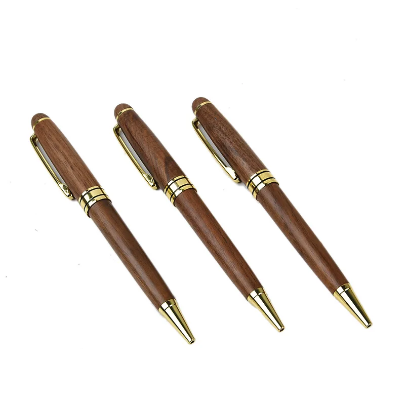 luxury Environmental Friendly Gift Twist Up Bamboo Stationery calligraphy Pen With Fishing Logo Walnut Wooden Ball Pen And Box