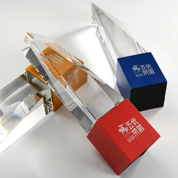 
Factory new design free engraving authorization card activity awards outstanding employees honor crystal trophy 