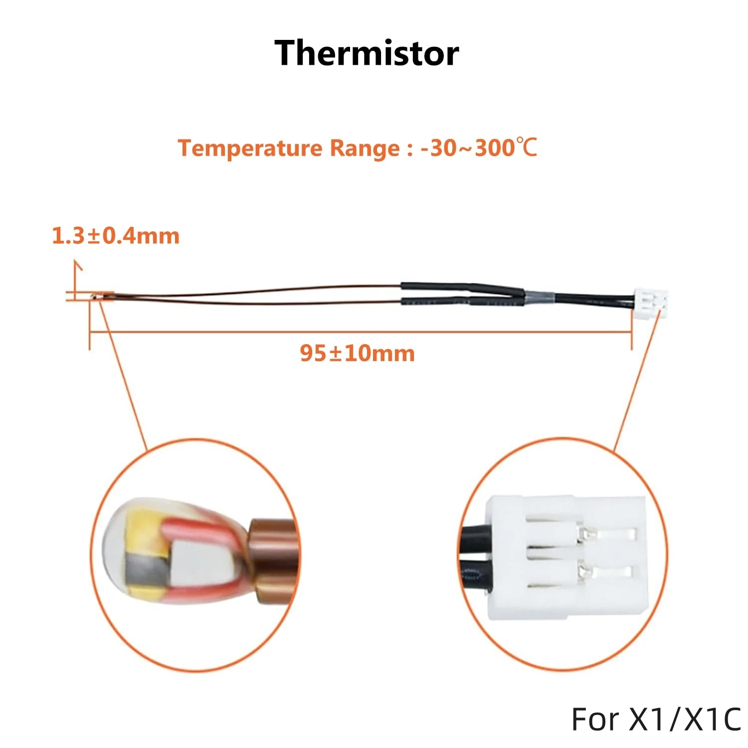 Heater Cartridge and NTC 100K Thermistor Kit for Bambu Lab A1/A1 Mini X1 X1C P1P P1S High Temperature Sensor of FDM 3D Printer