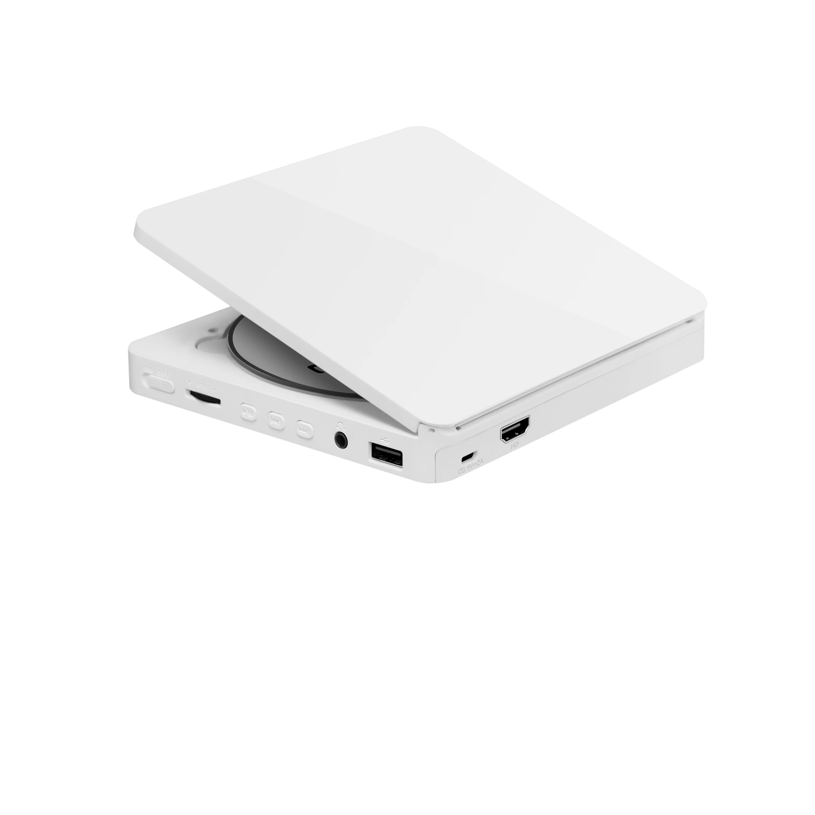 Multifunction white Music CD player MP3 Speaker HD Output USB Connection Portable DVD Player for