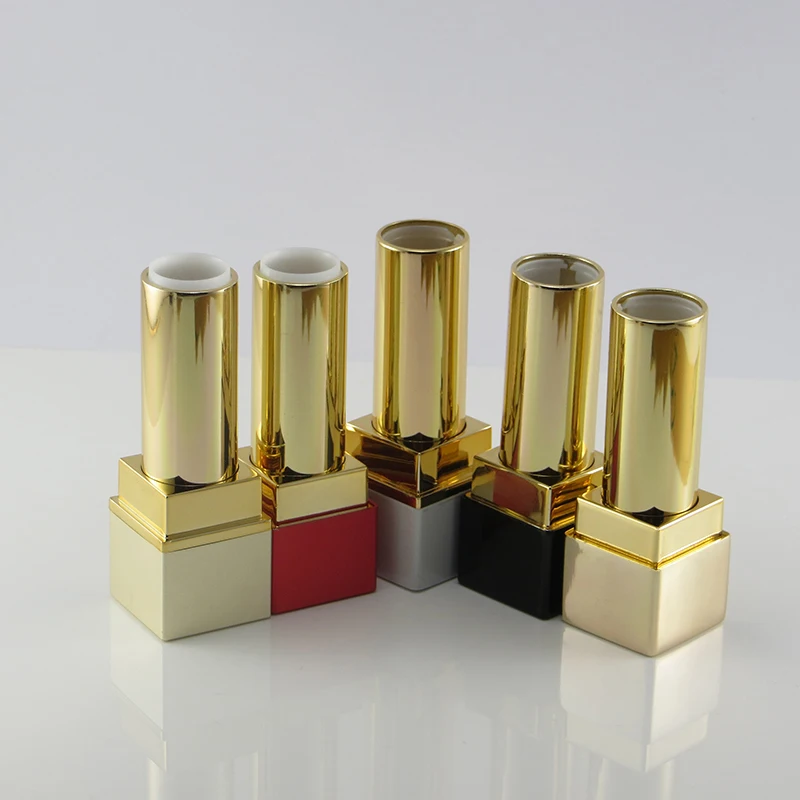 Luxury Golden Inner Aluminium Black Empty Lip Balm Stick Container Tube Travel Lipstick Case