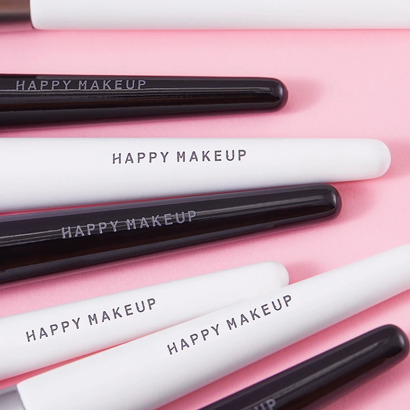 Happymakeup Rich Stock  Makeup Brush Set Wholesale High Quality Vegan Soft Hair 10pcs White And Black Make Up Brushes With Case