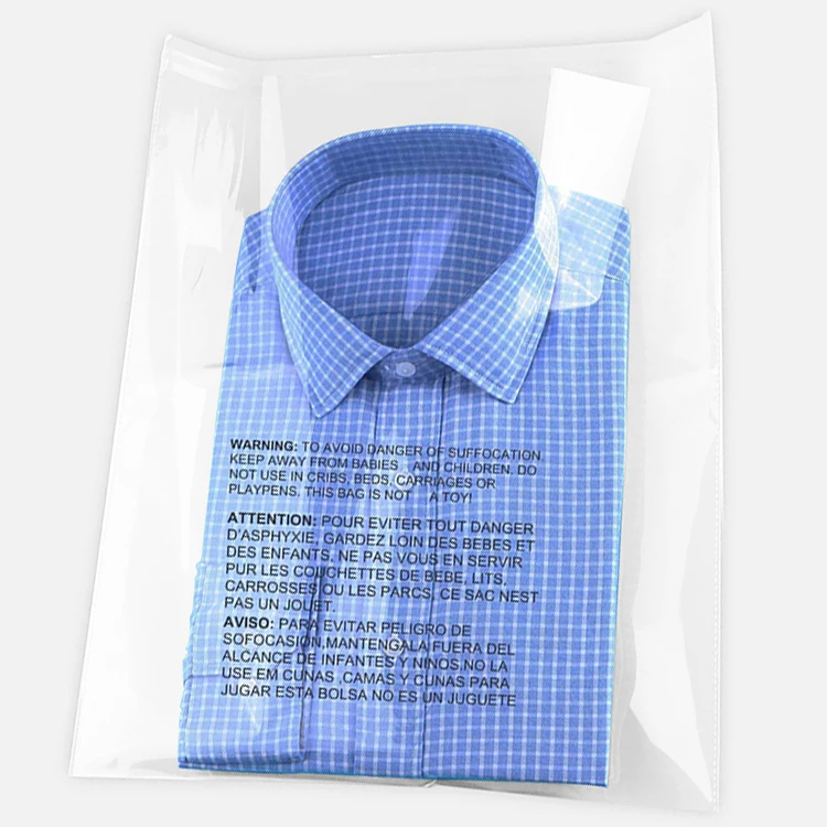 Custom Logo Printing Resealable Apparel Package OPP Bag Self Sealing Bopp Transparent Cello Clear Plastic Cellophane