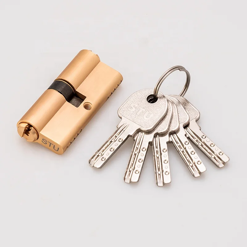 double pin euro profile mortise open rod vn copper key knob door half brass cylinder lock