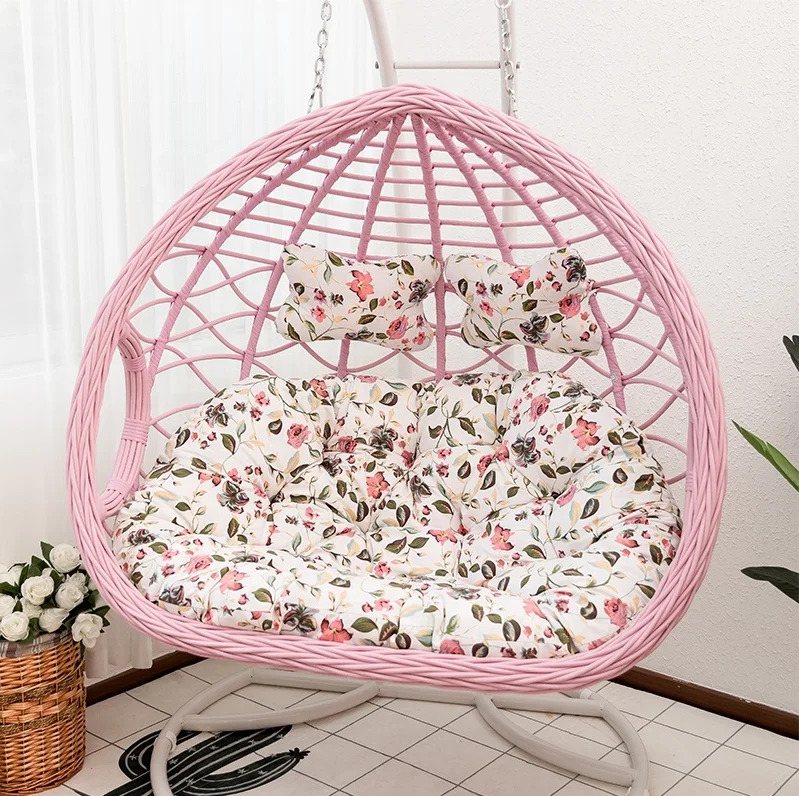 Outdoor Wicker Double Seat Swing Chair Egg Hanging Chair With Metal Stand