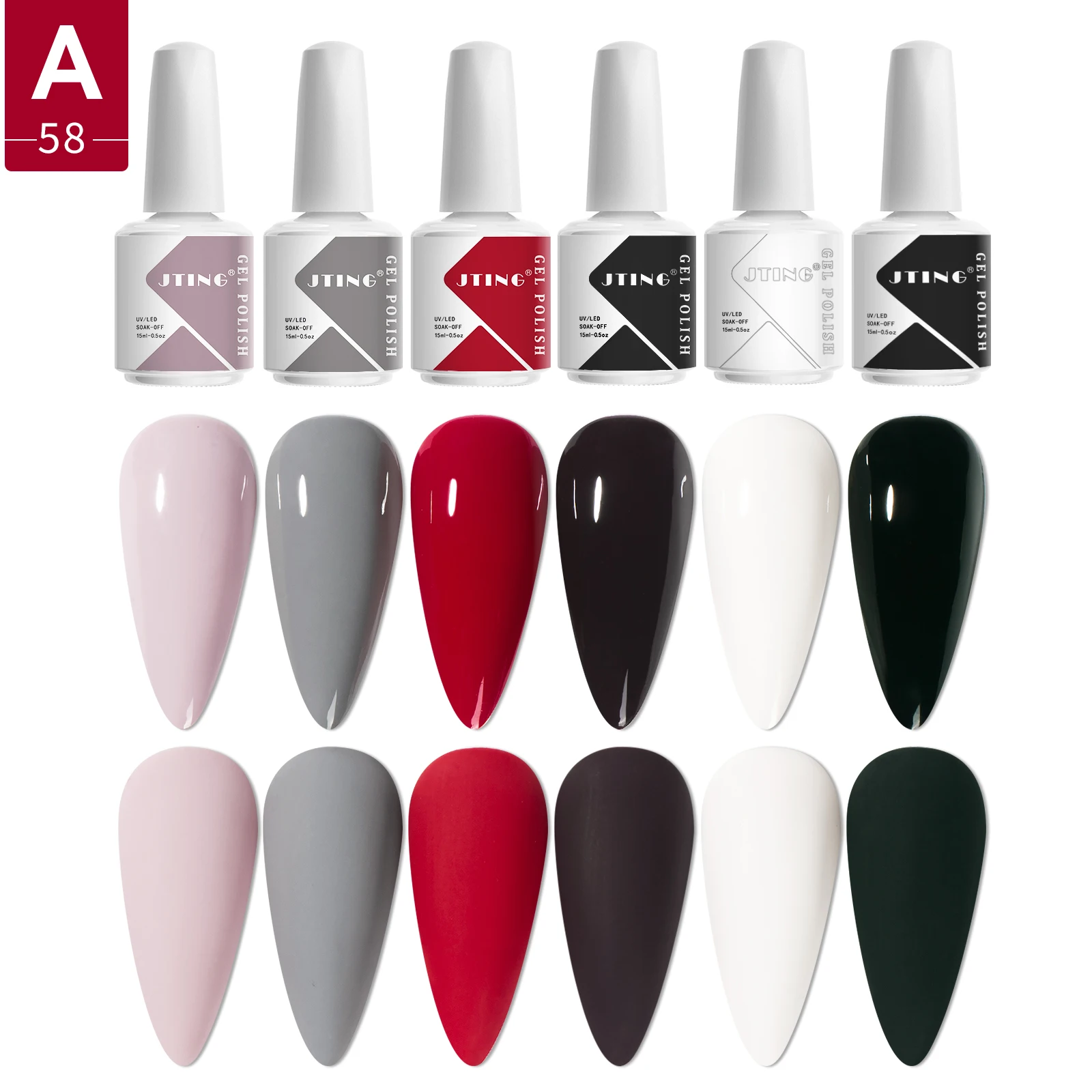 JTING Wholesale High Quality Pigment vegan Nail Color Gel Polish Kit box New arrival Nail gel Polish 6 Colors UV Gel Manicure