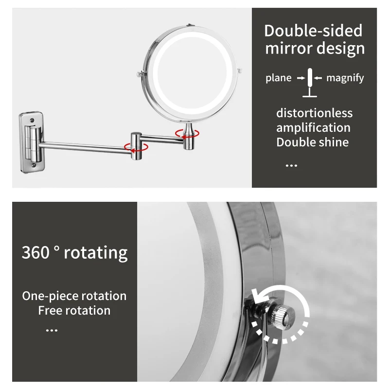 5X увеличительное зеркало для макияжа с подсветкой настенное крепление светодиодное косметическое поддержкой логотипа