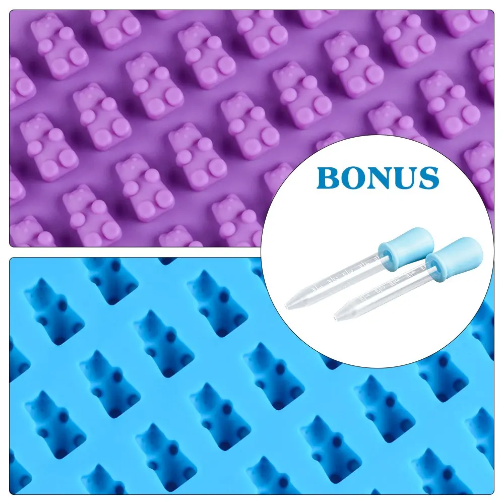 50-Cavity Plain Basic Rectangle Silicone Candy Gummy Bear Molds For Homemade