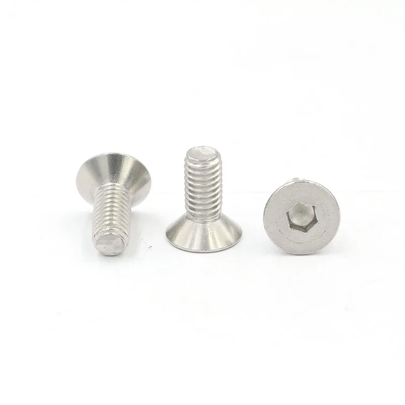 Factory high quality M3 M4 M5 M6 M7 M8 SS304 316 stainless steel Zinc Hexagon socket flat countersunk head bolts allen screws