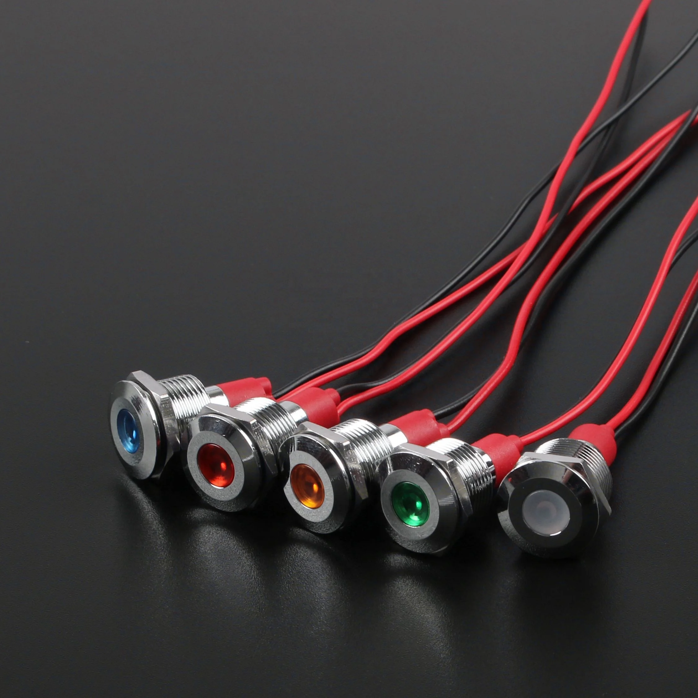 12mm metal indicator LED Waterproof indicator light with wire power 3V6V12v24v220v red green yellow blue white